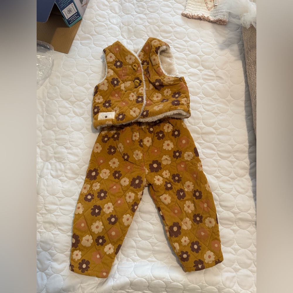 Floral Kids Matching Set - Brown and Pink